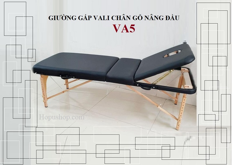 Giường gấp vali chân gỗ nâng đầu VA5