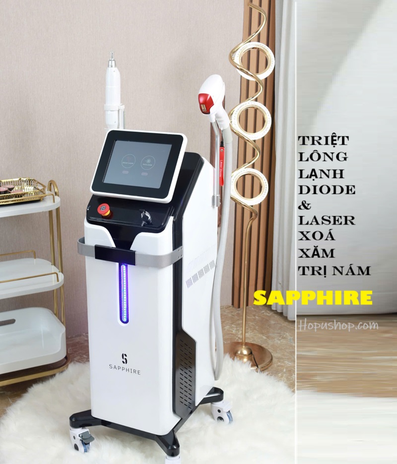 Máy triệt lông Diode và Laser xoá xăm 2in1 SAPPHIRE